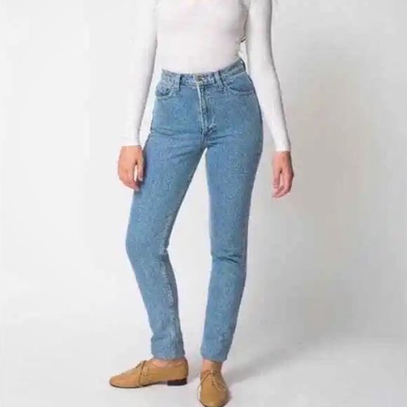 American Apparel 25 High Waist Jeans Medium Stone Wash Indigo - Picture 1 of 10